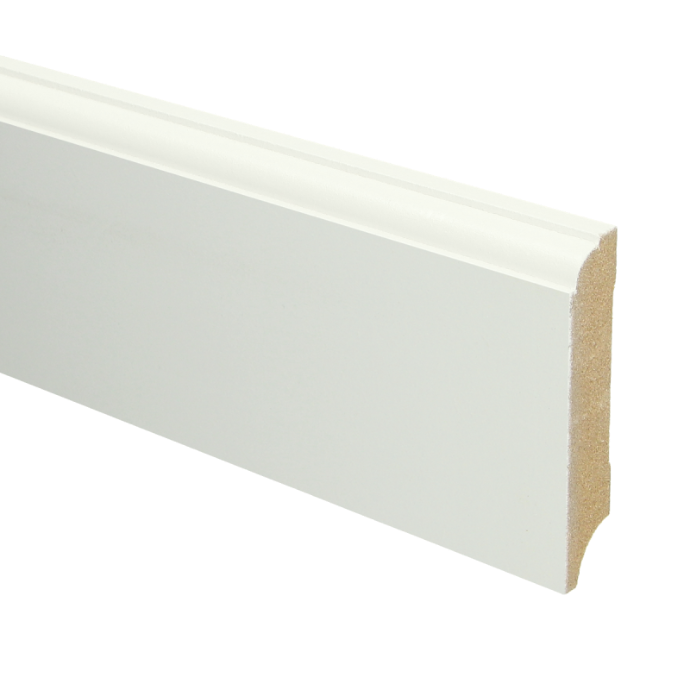 Ppc - MDF Eigentijdse plint 70x12 wit voorgel. RAL 9010 (16046)