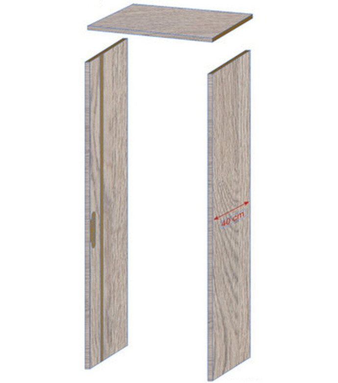 Thys - Doorgang omk. concept S63 eik grijs hor. 40cm 1 zijde gefreesd, zonder deurlijst,listel en beslag