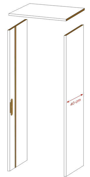 Thys - Doorgang omk. concept S63 wit platina 40cm 1 zijde gefreesd, deurlijst,listel en inox beslag
